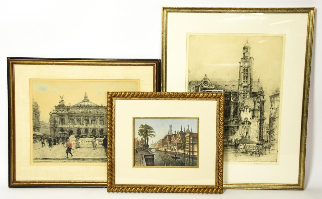 Trio Framed Paris Lithographs Inc Hedley Hilton (1 of 7)
