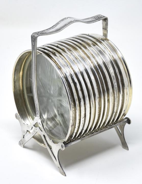 Set of Twelve Sterling Silver & Cut Glass Coasters (1 of 10)
