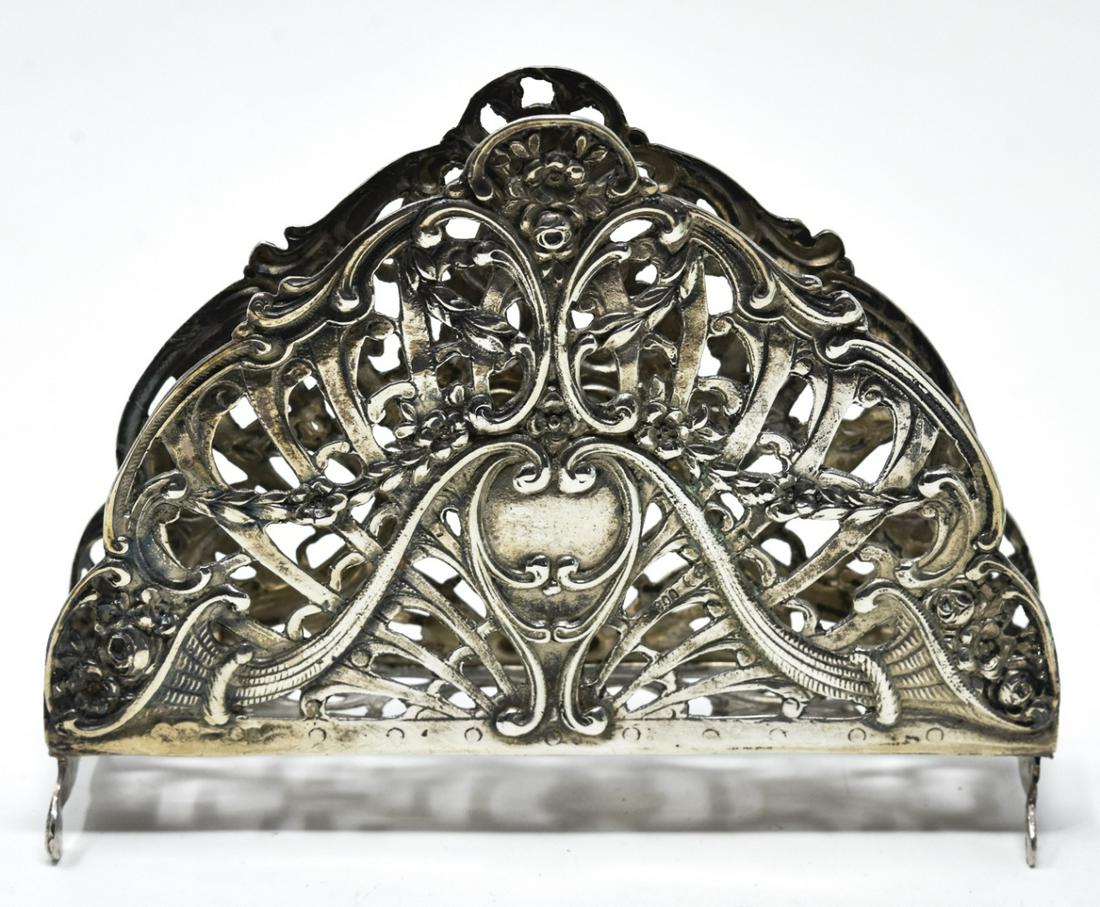 Antique Reticulated 800 Silver Napkin Holder (1 of 6)