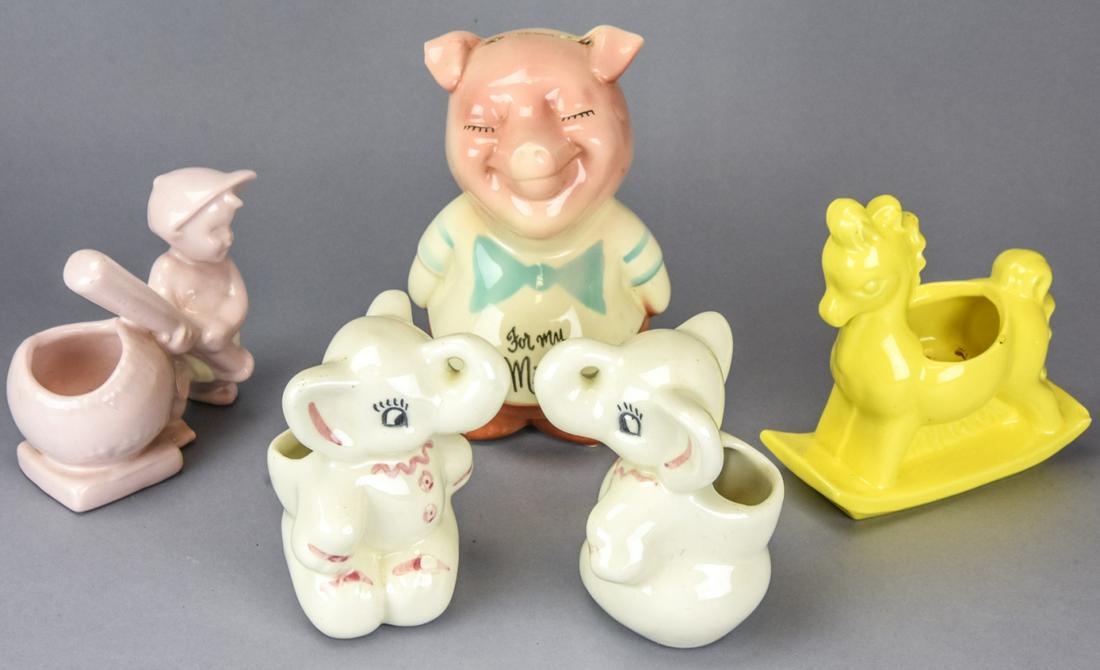 Mid Century Figural Porcelain Inc For My Mink: Mid Century Figural Porcelain Includes Piggy Bank For My Mink. Pig is 9 inches x 5 inches in diameter.