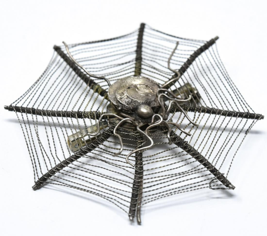 VN Silver Spider in Web Pin / Brooch (1 of 5)
