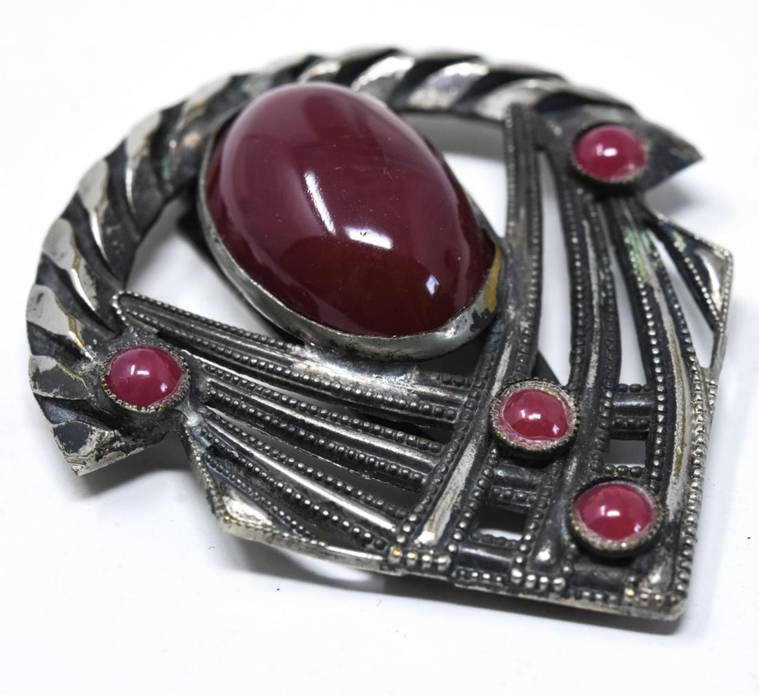 Vintage Faux Ruby Cabochon Brooch Clip (1 of 7)