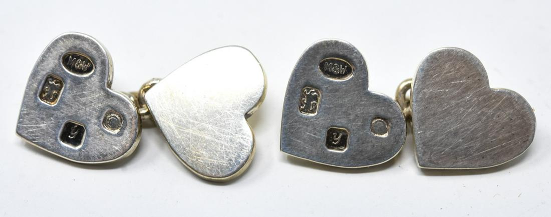 NSD Pair Mappin & Webb Sterling Heart Cufflinks: Pair Mappin & Webb Sterling Heart Cufflinks. Heart design cufflinks by Mappin & Webb. Circa 1998. Measures 1/2 an inch in length.