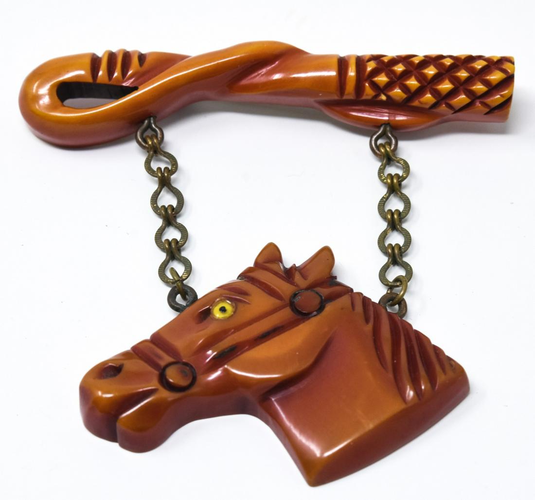 NCS C 1940 Bakelite Horse & Crop Brooch (1 of 7)