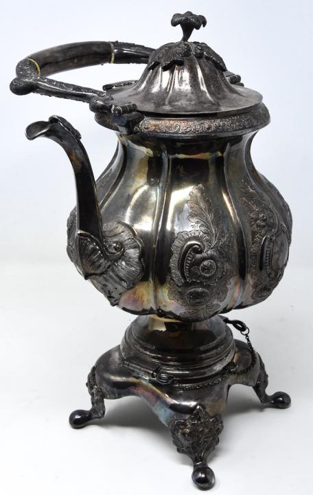Antique 19th C American Coin Silver Kettle w Stand (1 of 8)