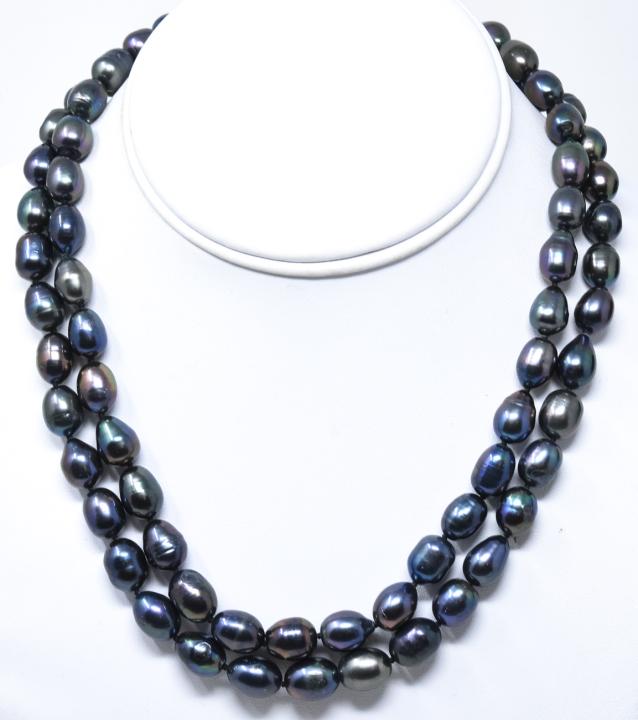 Pair Baroque Black Tahitian Pearl Necklace Strands (1 of 5)