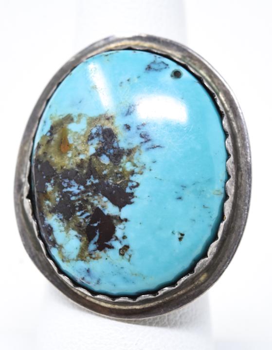 Sterling Silver Southwestern Turquoise Pawn Ring (1 of 5)