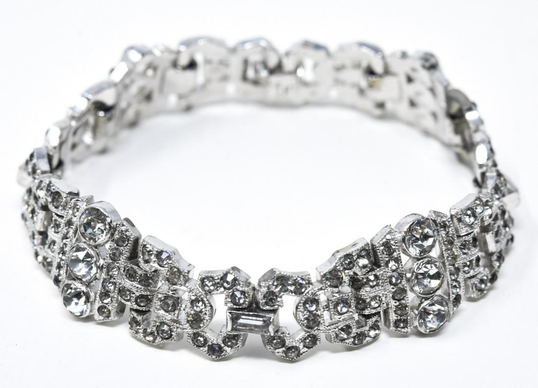 Antique C 1920-30s Jewels by Trifari TKF Bracelet: Antique C 1920-30s Art Deco Period Jewels by Trifari TKF Tennis Bracelet. Signed TKF. Measures just over 7 inches in length.