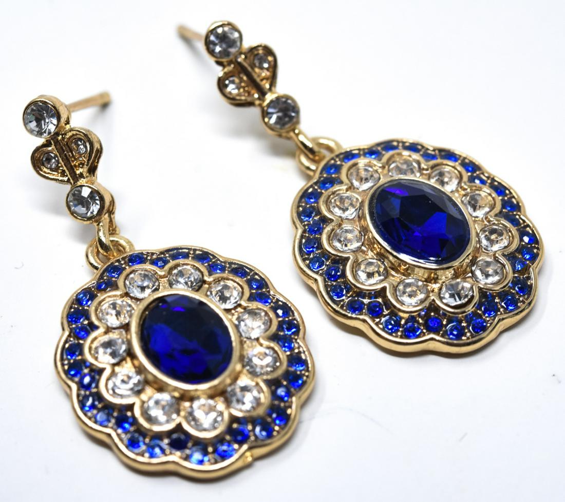 Sapphire Paste & Rhinestone Gold Plated Earrings (1 of 6)