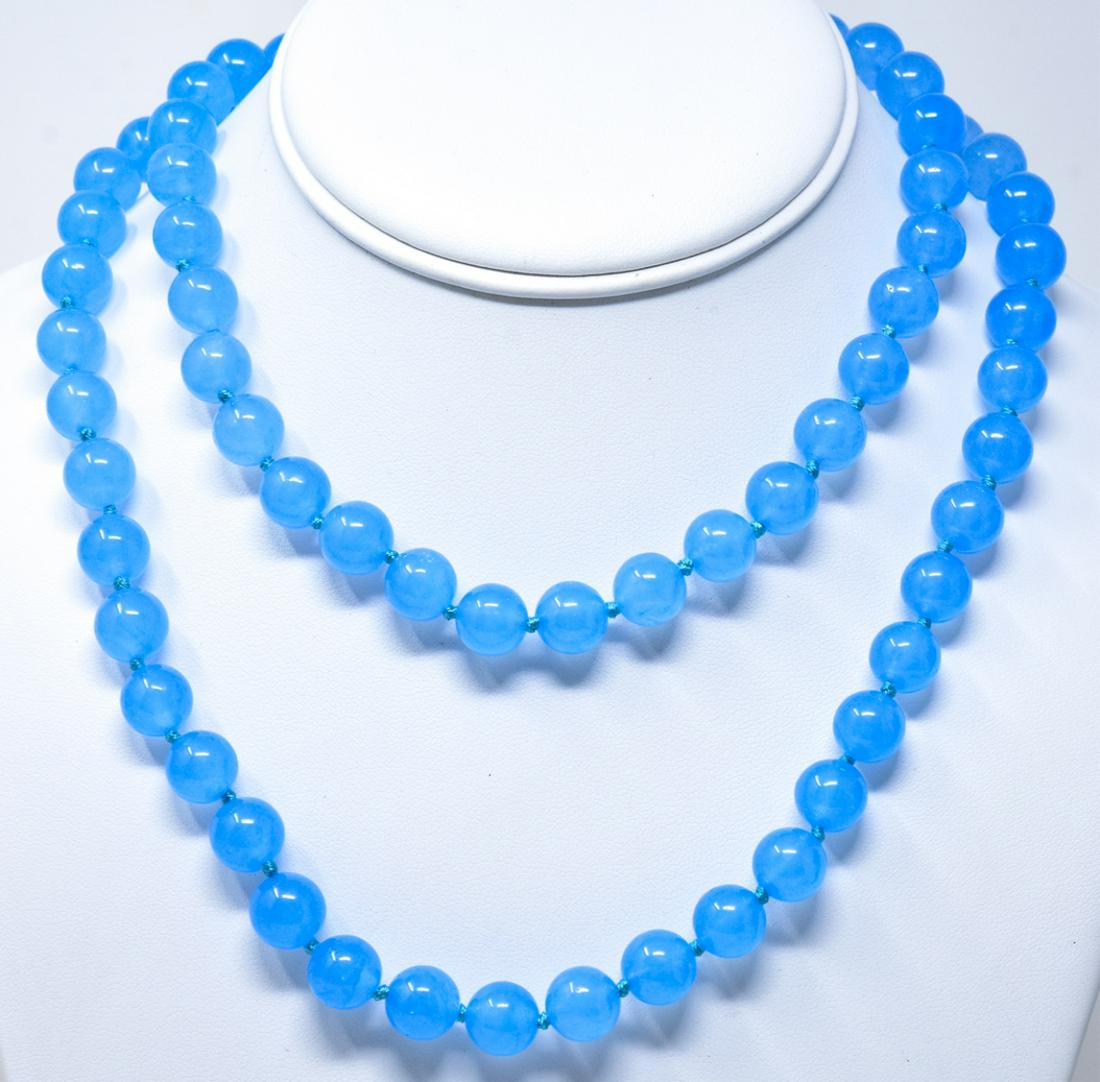 Opera Length Necklace w 8mm Lavender Jade Beads (1 of 6)