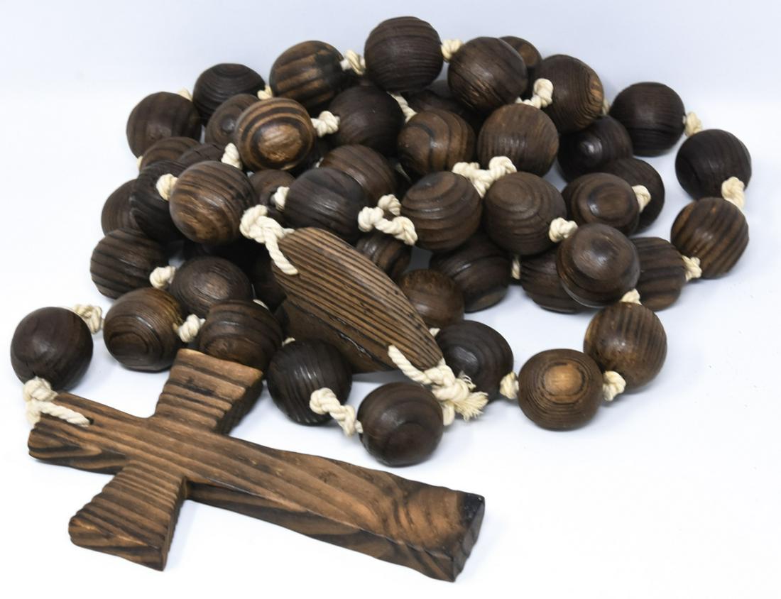 Large Antique Handmade Carved Wood Rosary Beads (1 of 5)