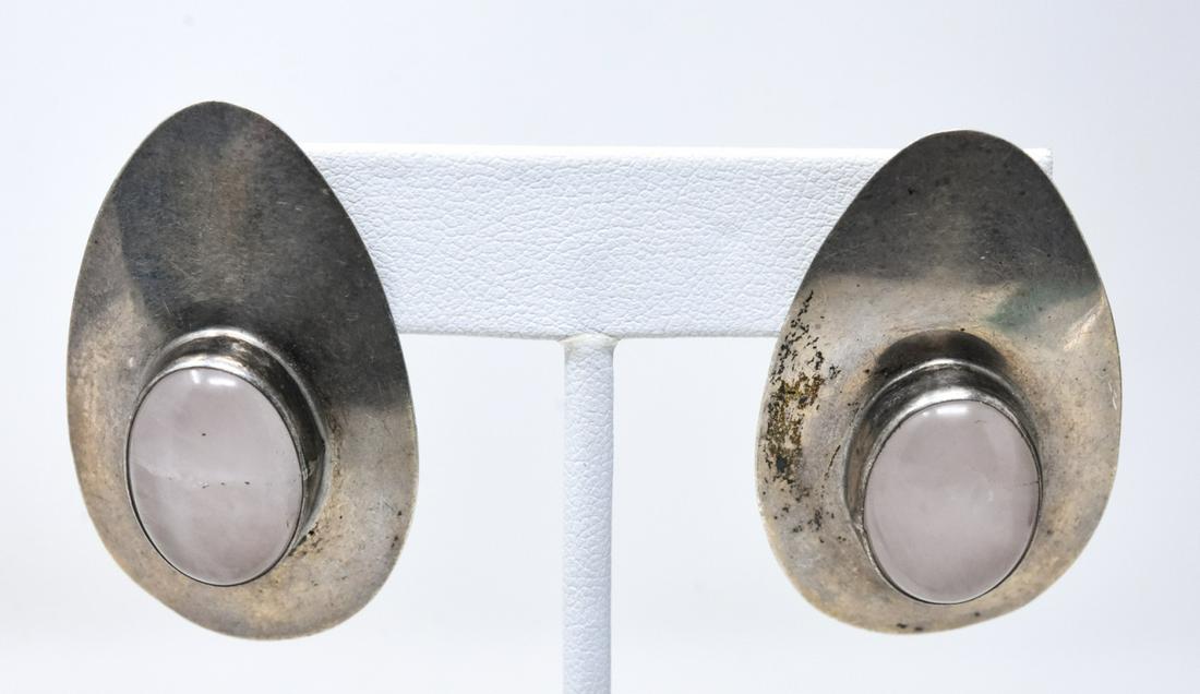 Pair Vintage Sterling Silver & Rose Quartz Earring (1 of 6)