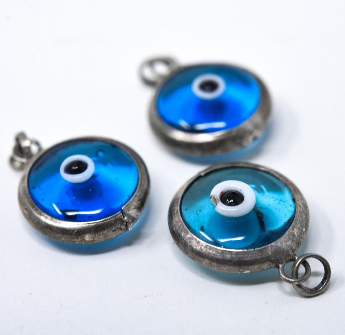 3 Vintage Art Glass Evil Eye Charms or Pendants (1 of 3)
