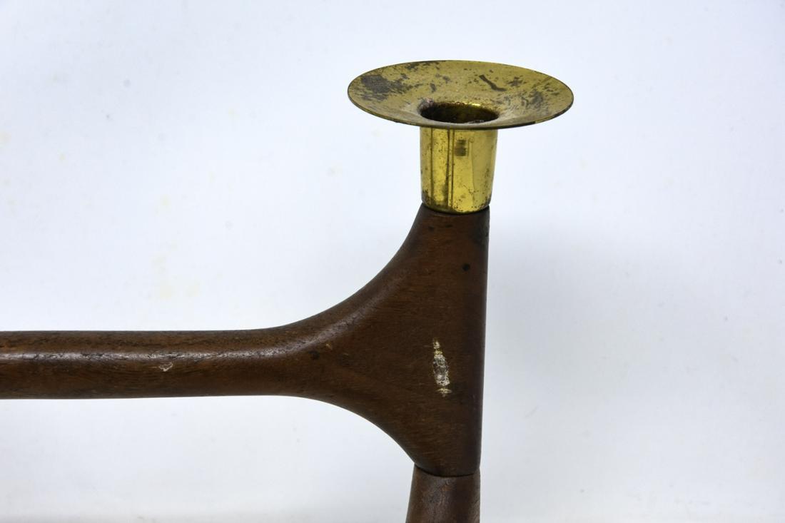 Mid Century Modern Teak & Gilt Brass Candlestick (1 of 5)