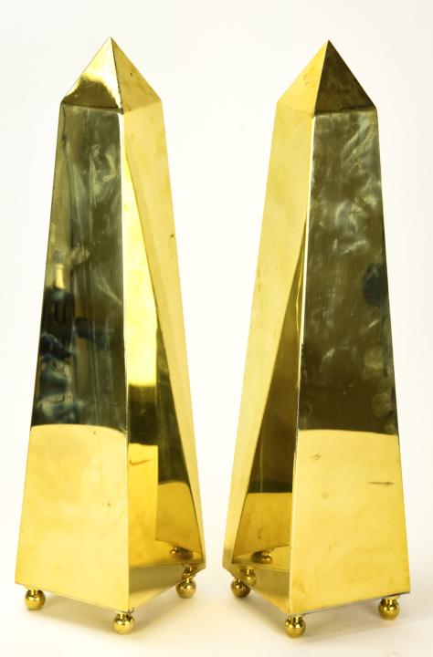 Pair Vintage Mid C Brass Obelisk Statues (1 of 6)