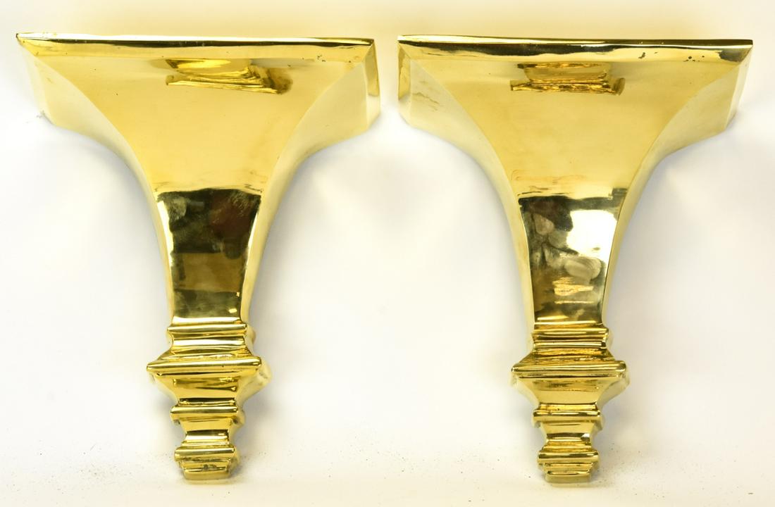Pair Heavy Brass Traditional Style Wall Brackets (1 of 7)