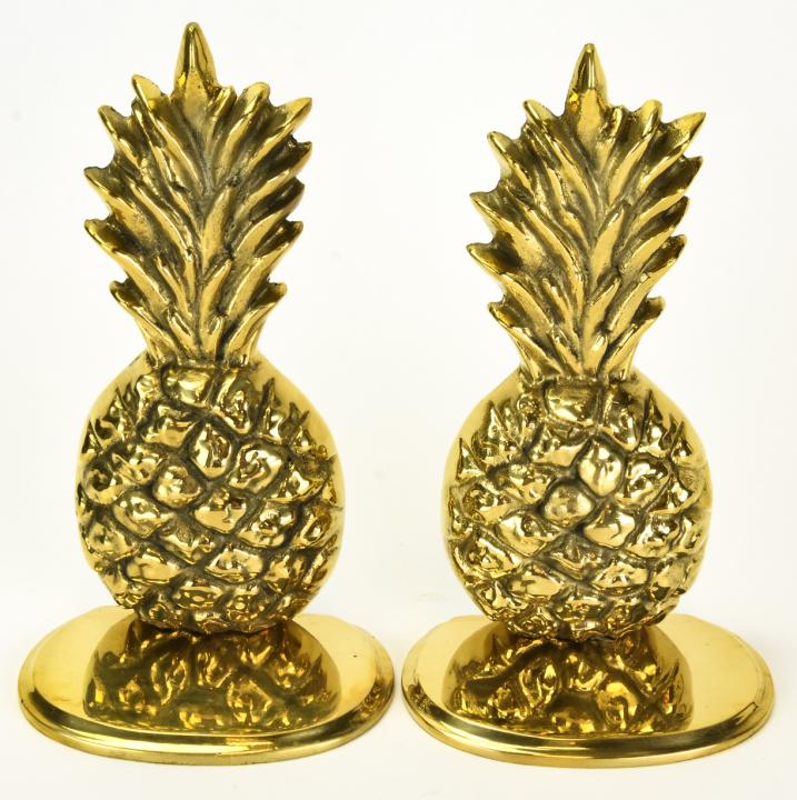Pair Vintage Heavy Brass Pineapple Bookends (1 of 7)