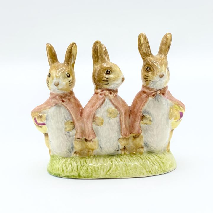 Royal Albert England Flopsy, Mopsy & Cottontail: Royal Albert England Flopsy, Mopsy and Cottontail – Beatrix Potter ceramic figurine is approximately 2.75 x 2.75 inches.