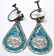 Mexican Sundial Sterling Turquoise Brooch Earrings - 4