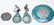 Mexican Sundial Sterling Turquoise Brooch Earrings - 6