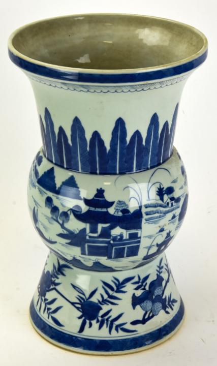 Chinese Canton Blue & White Porcelain Vase (1 of 7)