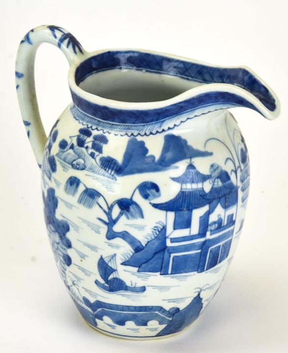 Chinese Canton Blue & White Porcelain Pitcher (1 of 7)