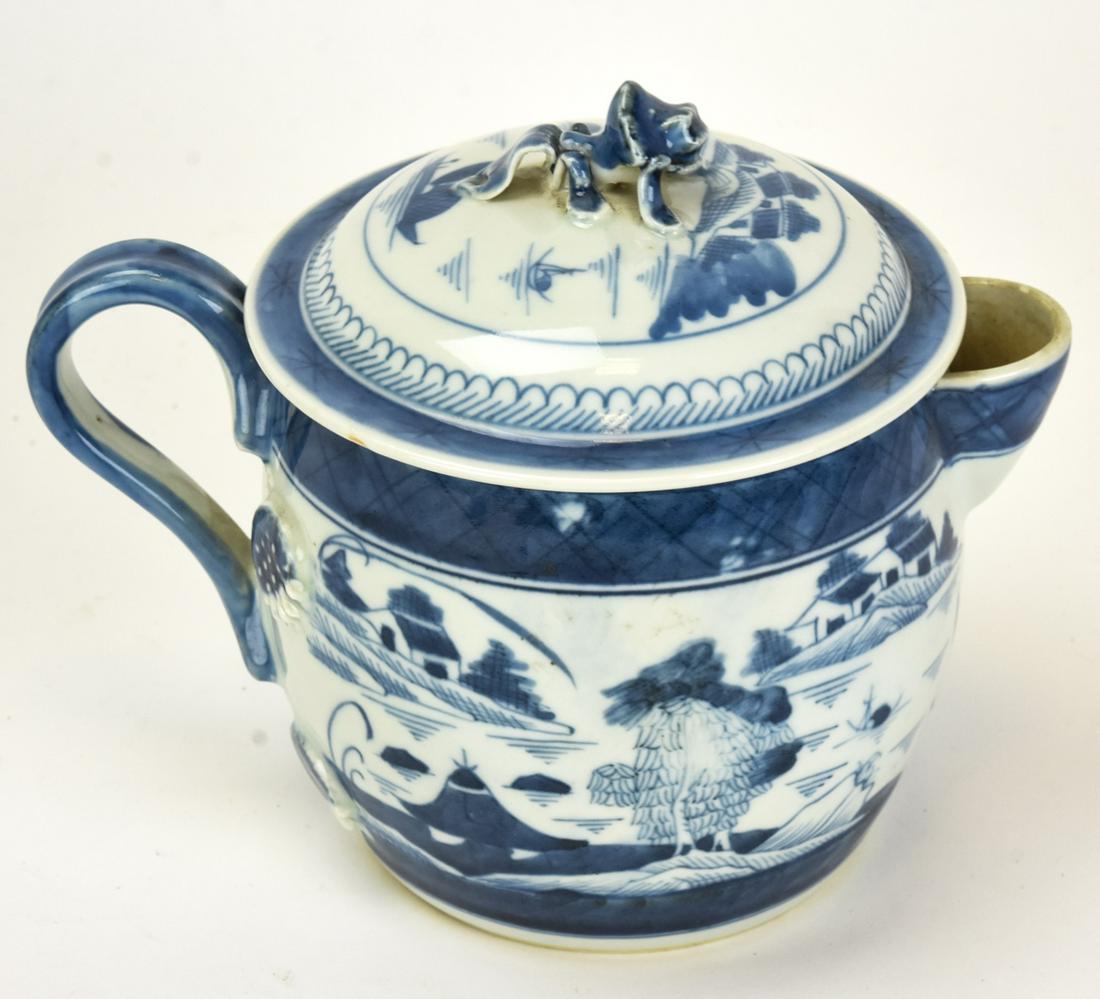 Chinese Canton Blue & White Porcelain Cider Jug (1 of 7)