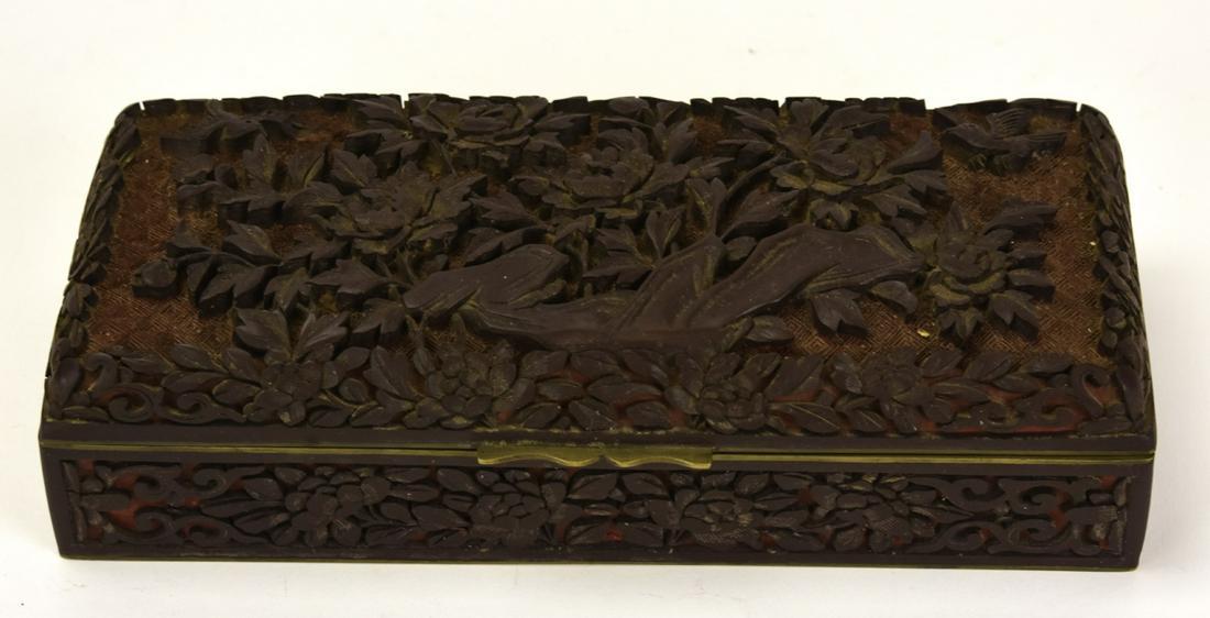 Chinese Hand Carved Cinnabar Table Box (1 of 10)