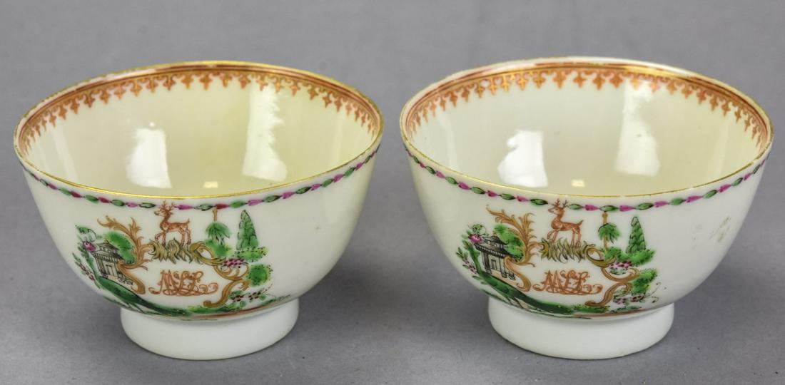 Pair Antique 18th C Chinese Export Porcelain Cups (1 of 7)