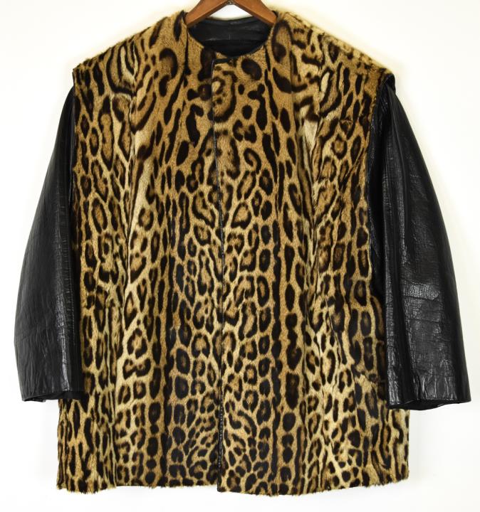 Vintage Leopard Print Fur & Black Leather Car Coat (1 of 10)