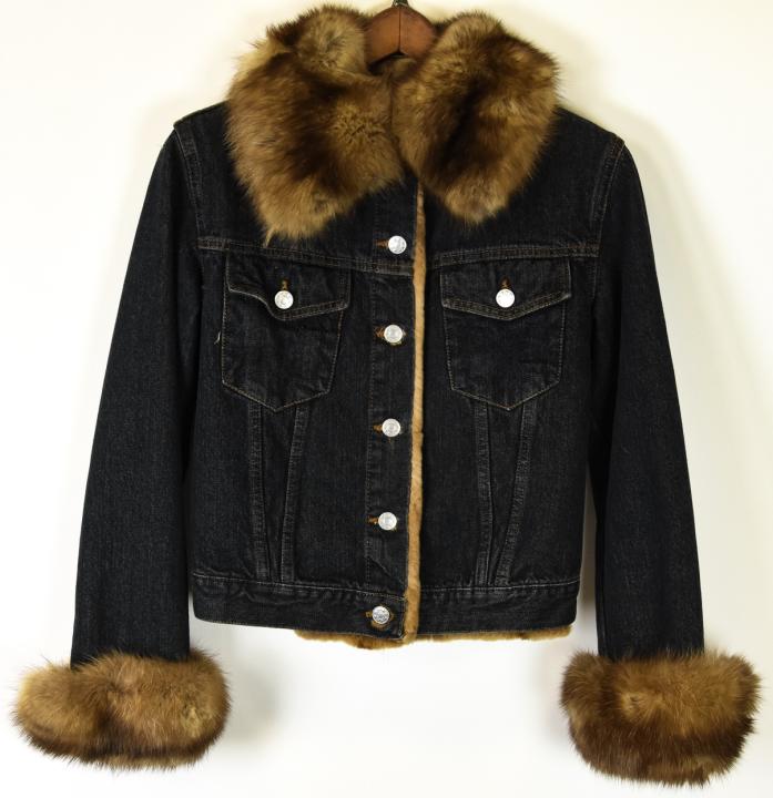 Designer Mink & Chinchilla Fur Lined Denim Jacket (1 of 9)