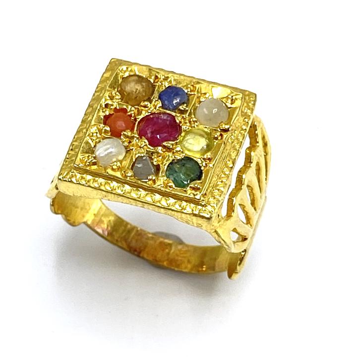 22kt Diamond, Natural Emerald, Ruby & Pearl Ring (1 of 3)