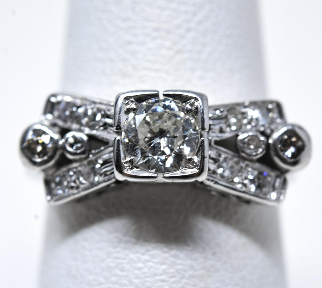 Estate Retro 1 Carat Diamond & Platinum Bow Ring (1 of 5)