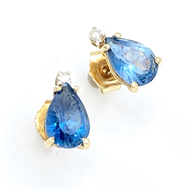 Diamond, Blue Topaz and 14k Gold Stud Earrings (1 of 3)