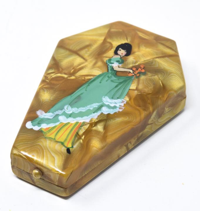 Vintage Coffin Form Celluloid Makeup Compact (1 of 7)