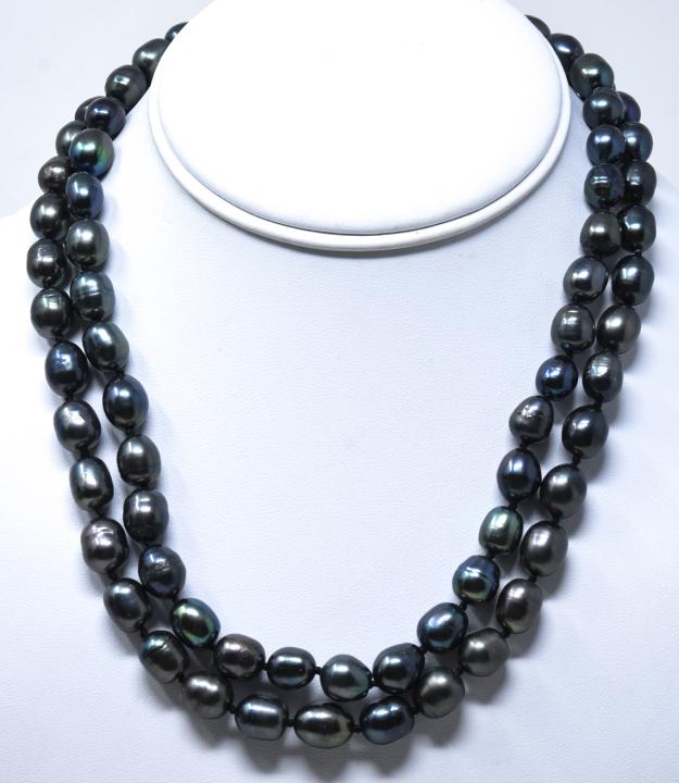 Pair Black Tahitian Baroque Pearl Necklace Strands (1 of 5)