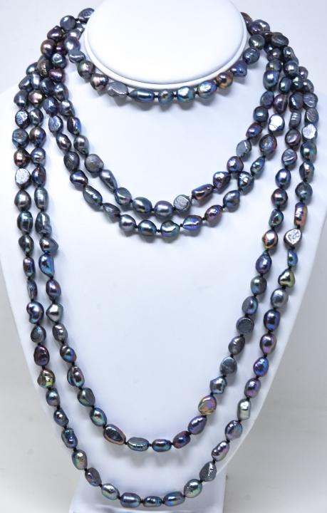 100 Inch Long Hand Knotted Baroque Pearl Necklace (1 of 6)