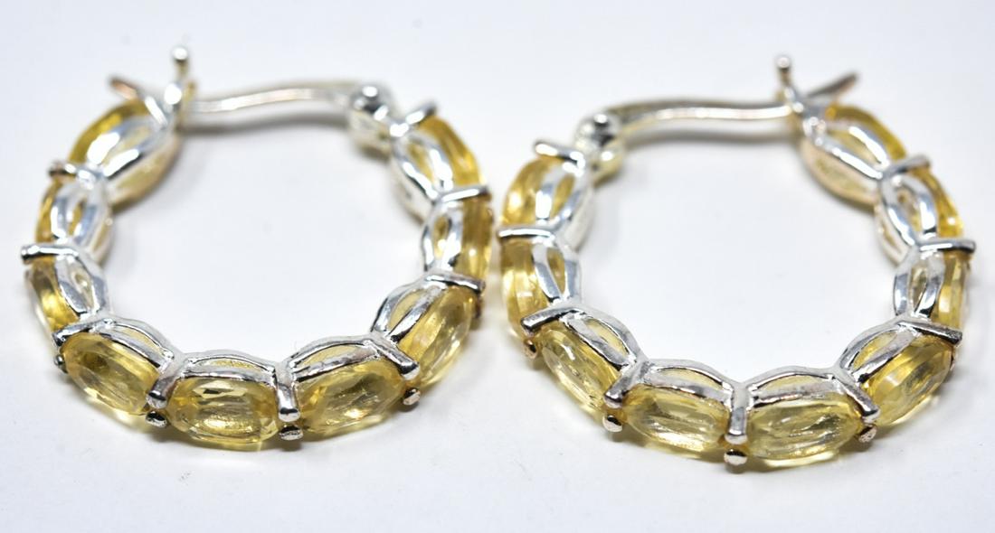 Pair of Sterling Silver & Citrine Hoop Earrings (1 of 6)