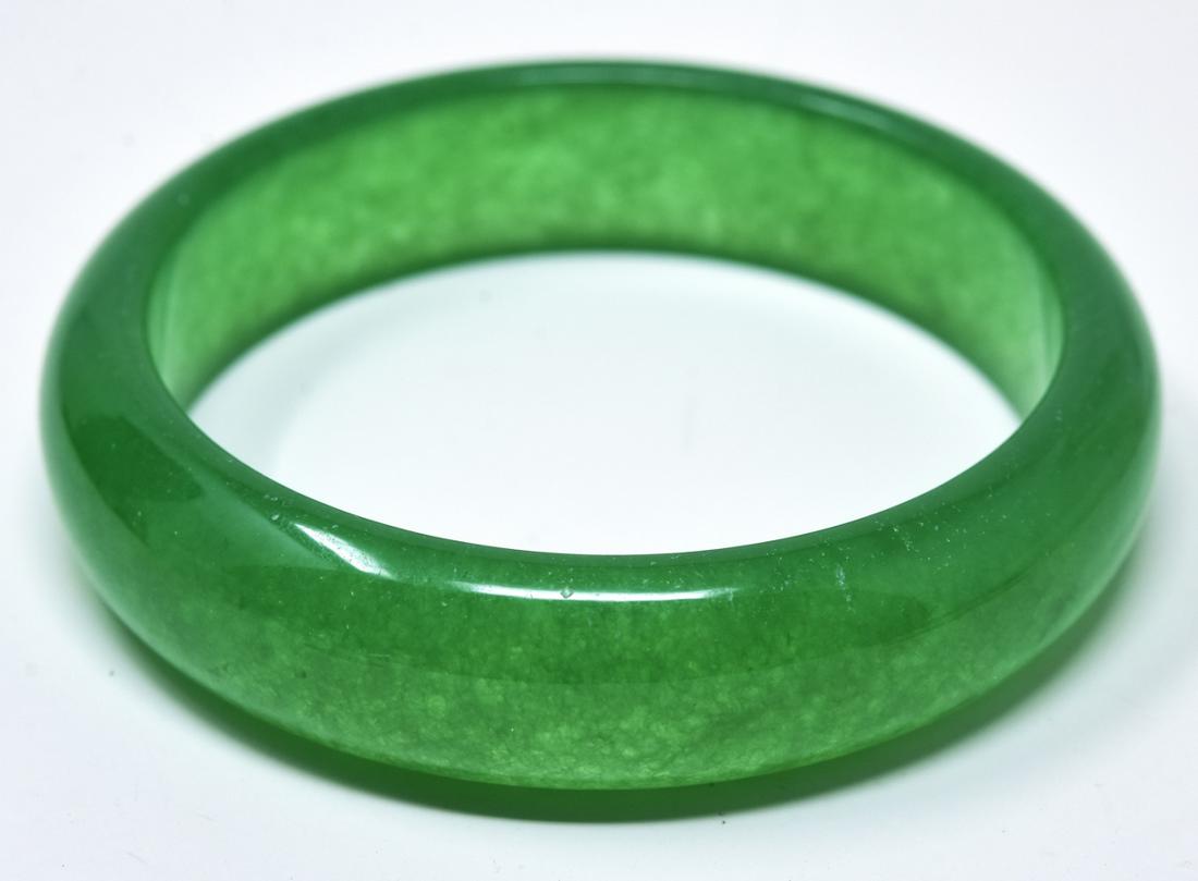 Carved Green Nephrite Jade Bangle Bracelet (1 of 5)
