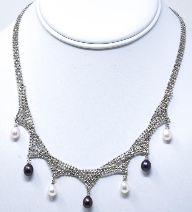 Two Tone Baroque White & Tahitian Pearl Necklace (1 of 5)