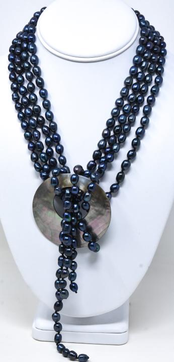 Two Strand Baroque Tahitian Pearl Lariat Necklace (1 of 8)