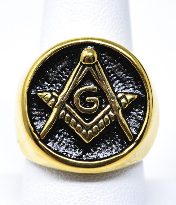 Masonic Fraternal Ring w God / Geometry Symbol (1 of 6)
