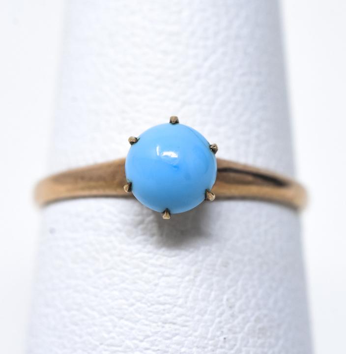 Antique 19th C 10kt Yellow Gold Solitaire Ring (1 of 6)