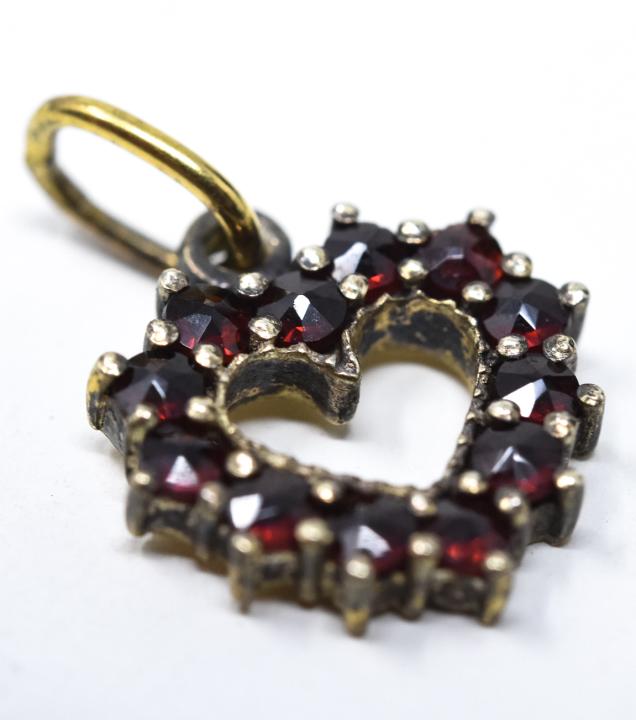 Estate Rose Cut Bohemian Garnet Heart Pendant (1 of 5)