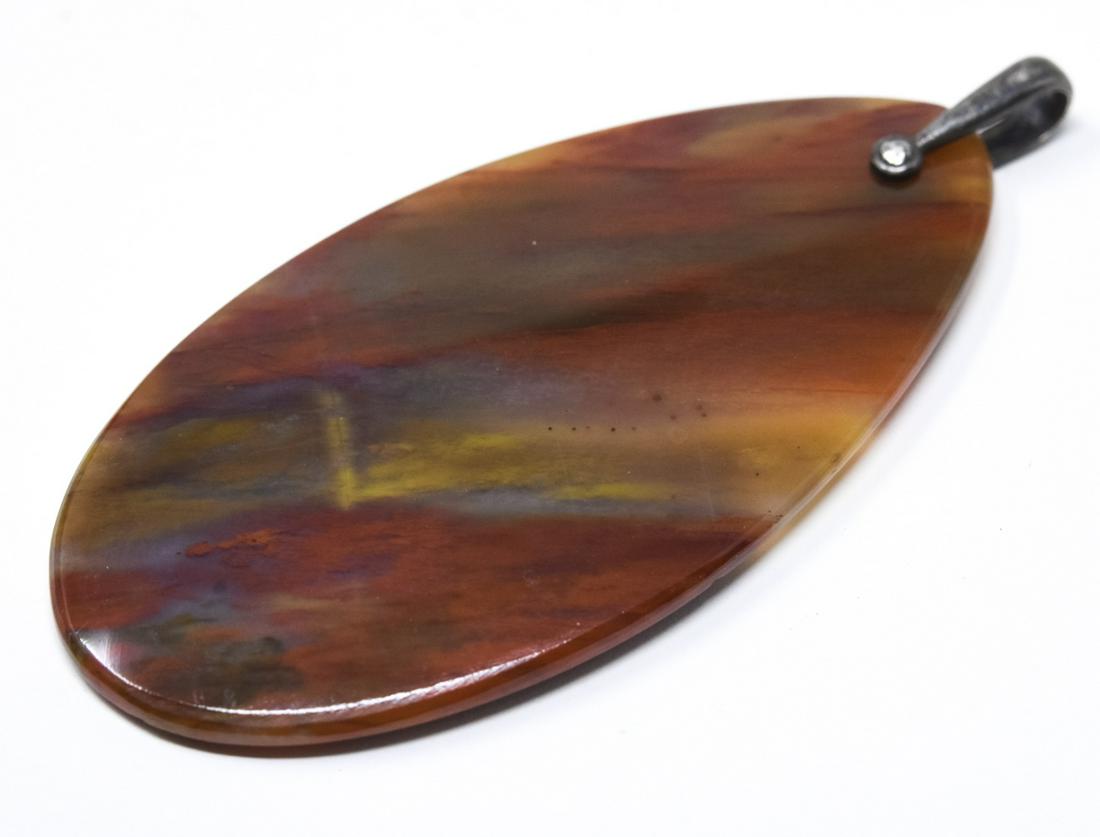 Large Vintage Sterling & Agate Necklace Pendant (1 of 4)