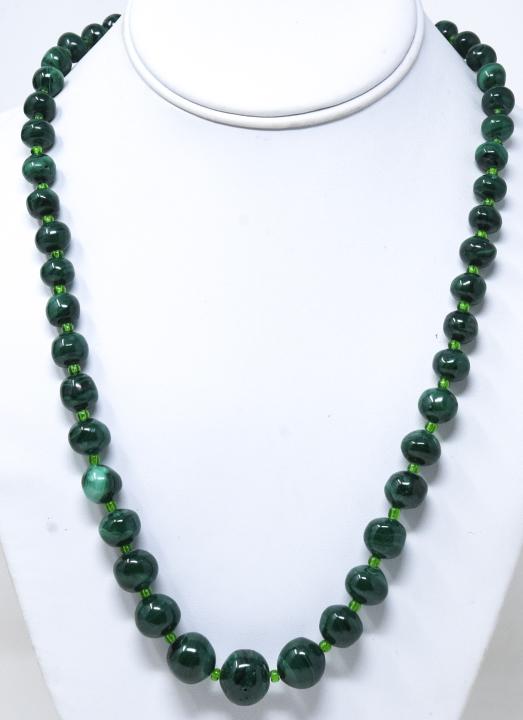 Vintage Malachite & Art Glass Beaded Necklace (1 of 5)