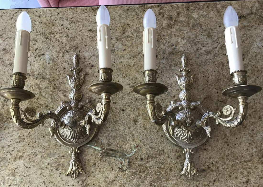 Four English Gilt Bronze Ormolu Wall Sconces (1 of 5)