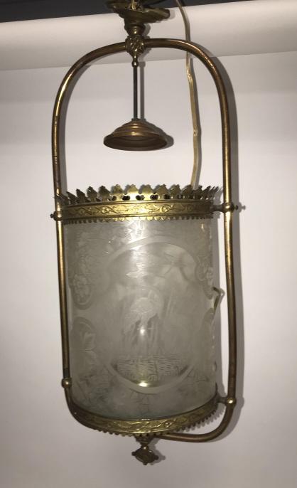 Antique 19th C Etched Glass & Ormolu Chandelier (1 of 4)