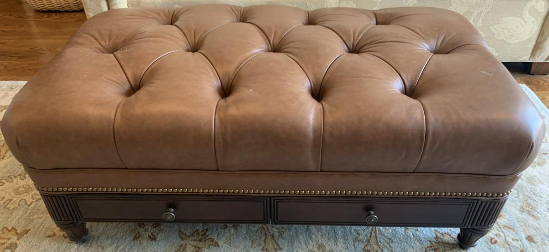 Hancock & Moore Leather Tufted Ottoman (1 of 7)