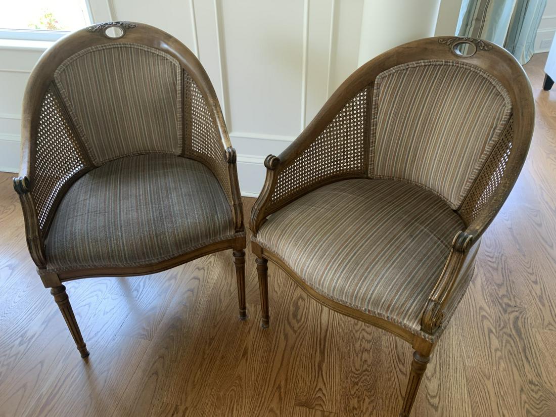 Pair French Napoleonic Style Barrel Back Chairs (1 of 5)